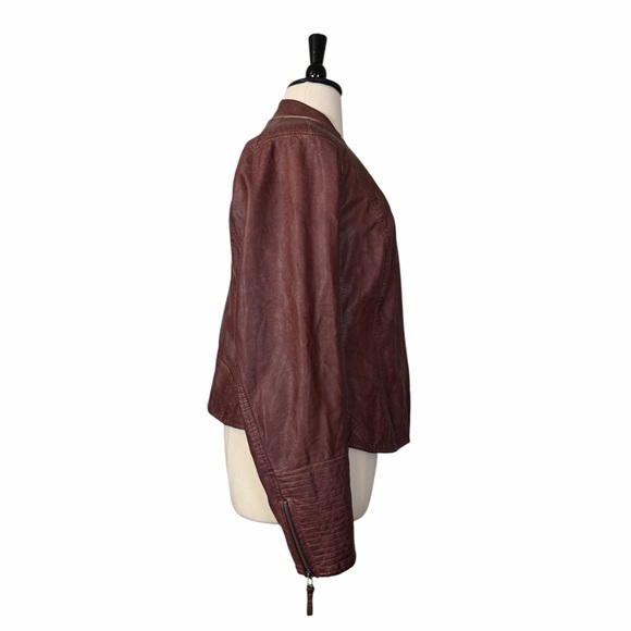 Maurices Faux Leather Moto Jacket Women’s Size 3 Brown Asymmetrical Zip Casual - Picture 5 of 14